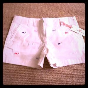 White jean shorts with little Vineyard vine whales